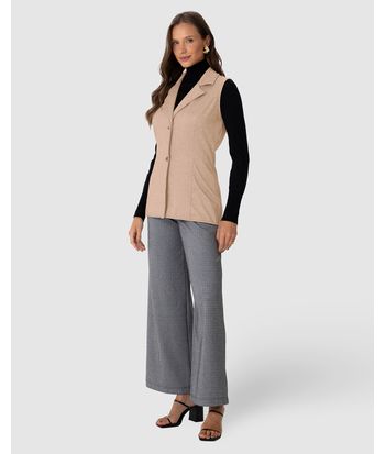 Colete Feminino Alongado Em Malha Jacquard Texturizada
