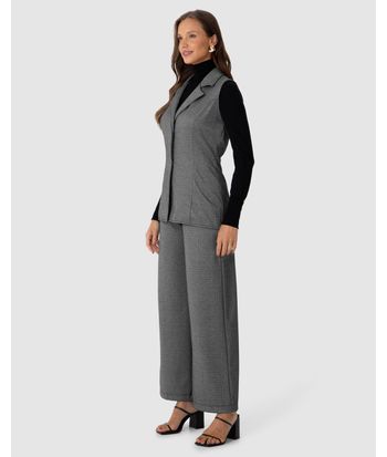 Colete Feminino Alongado Em Malha Jacquard Texturizada