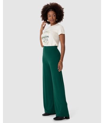 Calça Wide Leg Feminina Em Moletinho De Viscose