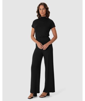 Calça Wide Leg Feminina Em Moletinho De Viscose