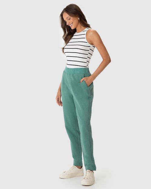 Calça Feminina Carrot Bolso Faca Em Moletom Linho