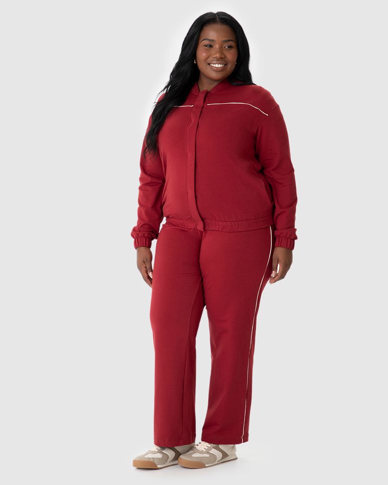 Jaqueta Feminina Plus Size Bomber Botões Frontais Em Moletom Stretch