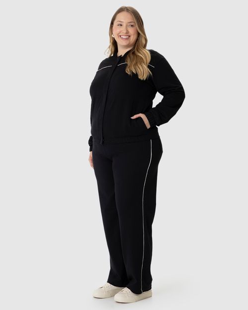 Jaqueta Feminina Plus Size Bomber Botões Frontais Em Moletom Stretch