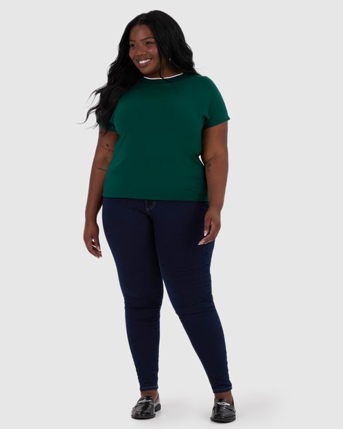 Blusa Feminina Plus Size Ampla Gola Retilínea Em Moletinho De Viscose