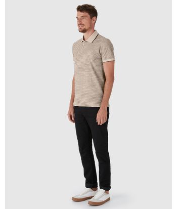 Camisa Polo Masculina Slim Em Malha Texturizada Listrada