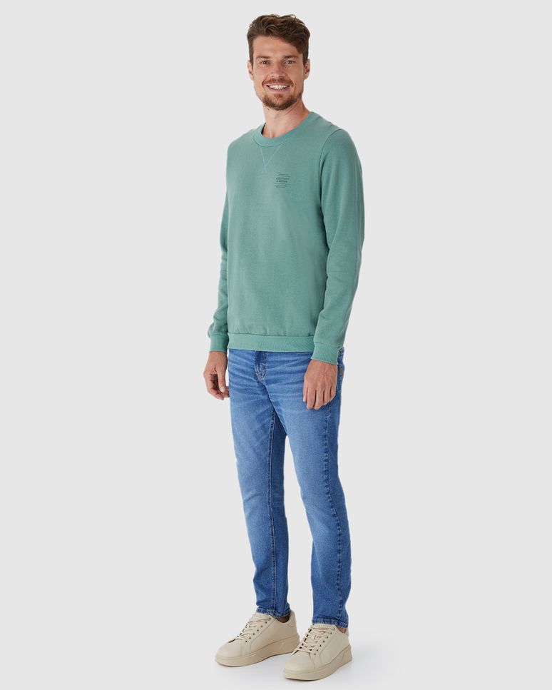 Blusão Masculino Estampa Lettering Peitoral Em Moletom Linho