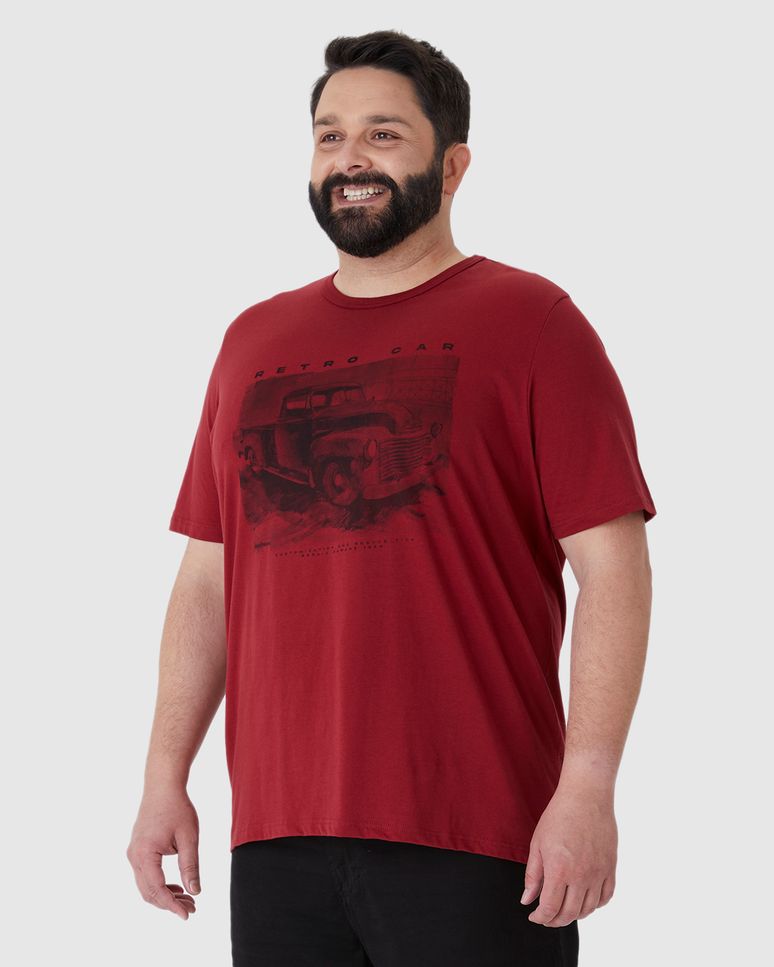 Camiseta Masculina Plus Size Retro Car Em Algodão