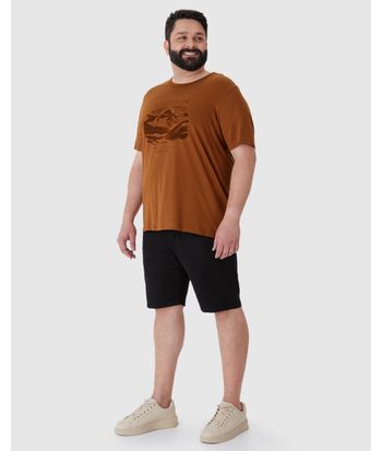 Camiseta Masculina Plus Size Mountains Camping Em Algodão