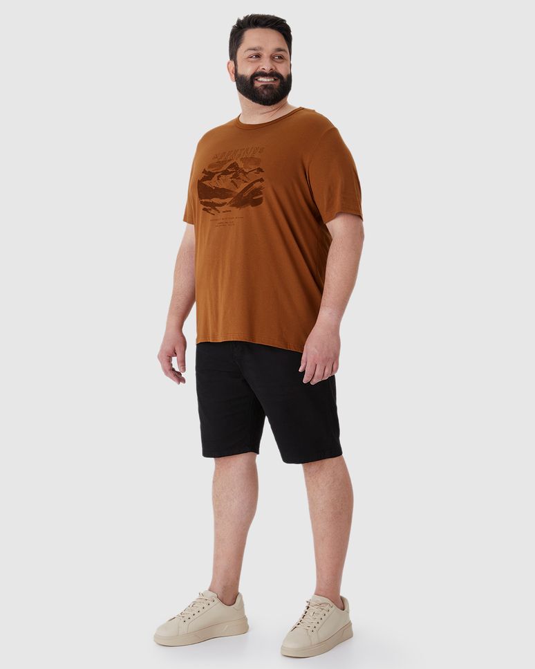 Camiseta Masculina Plus Size Mountains Camping Em Algodão