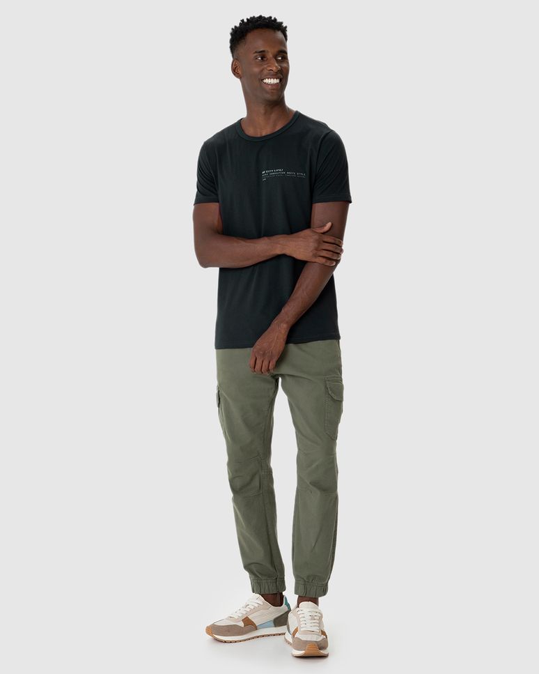 Camiseta Masculina Estampa Lettering Frontal Em Algodão