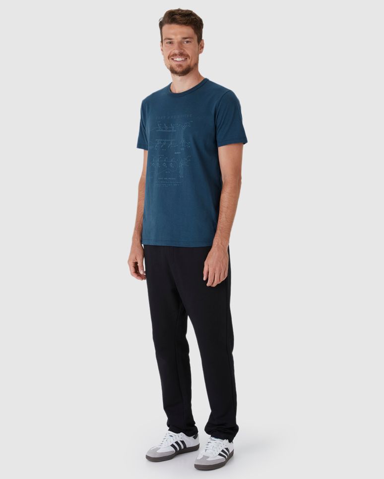 Camiseta Masculina Estampa Frontal Manga Curta Em Algodão