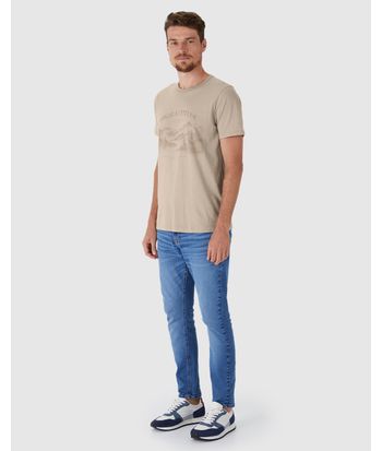 Camiseta Masculina Estampa Frontal Manga Curta Em Algodão