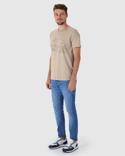 Camiseta Masculina Estampa Frontal Manga Curta Em Algodão