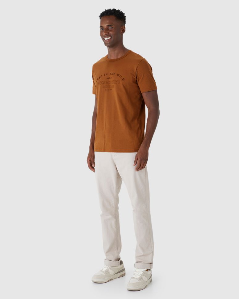 Camiseta Masculina Estampa Frontal Manga Curta Em Algodão