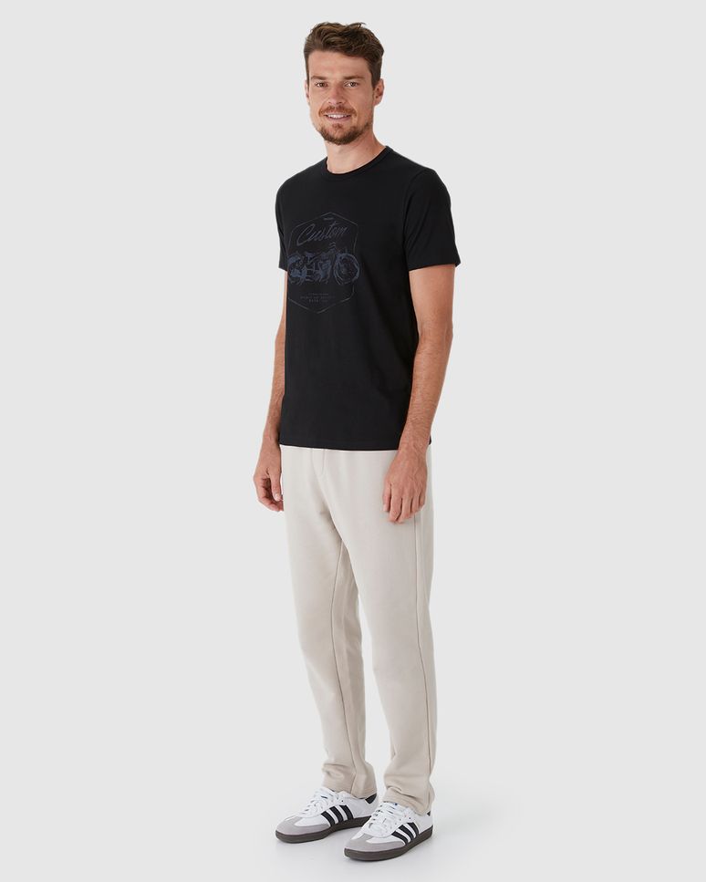 Camiseta Masculina Estampa Frontal Manga Curta Em Algodão