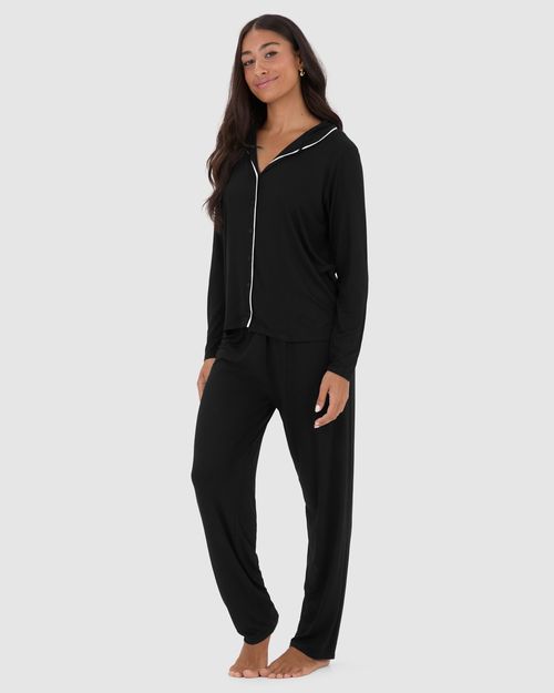 Pijama Longo Feminino Americano Estampado Em Viscose Stretch