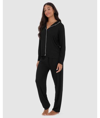 Pijama Longo Feminino Americano Estampado Em Viscose Stretch