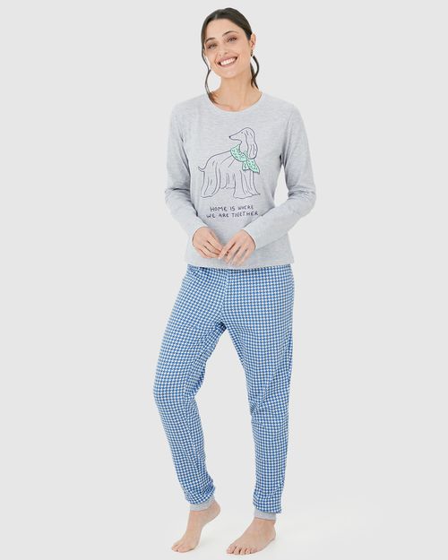 Pijama Longo Feminino Home Is Where We Are Together Em Algodão