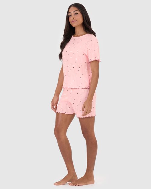 Pijama Curto Feminino Estampado Em Malha Jacquard