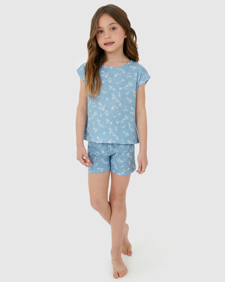 Pijama Infantil Menina Manga Curta Estampado Em Algodão Malwee Kids