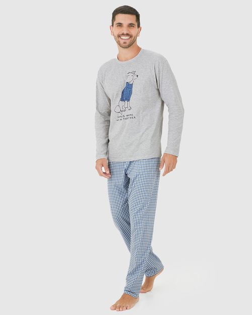 Pijama Longo Masculino Home Is Where We Are Together Em Algodão