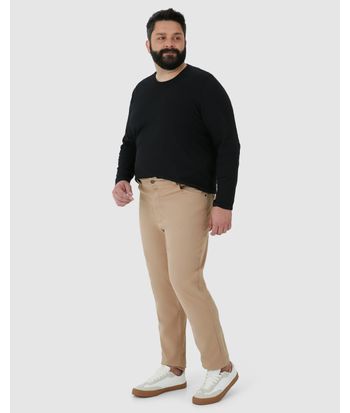 Calça Masculina Plus Size Skinny Em Sarja Com Elastano
