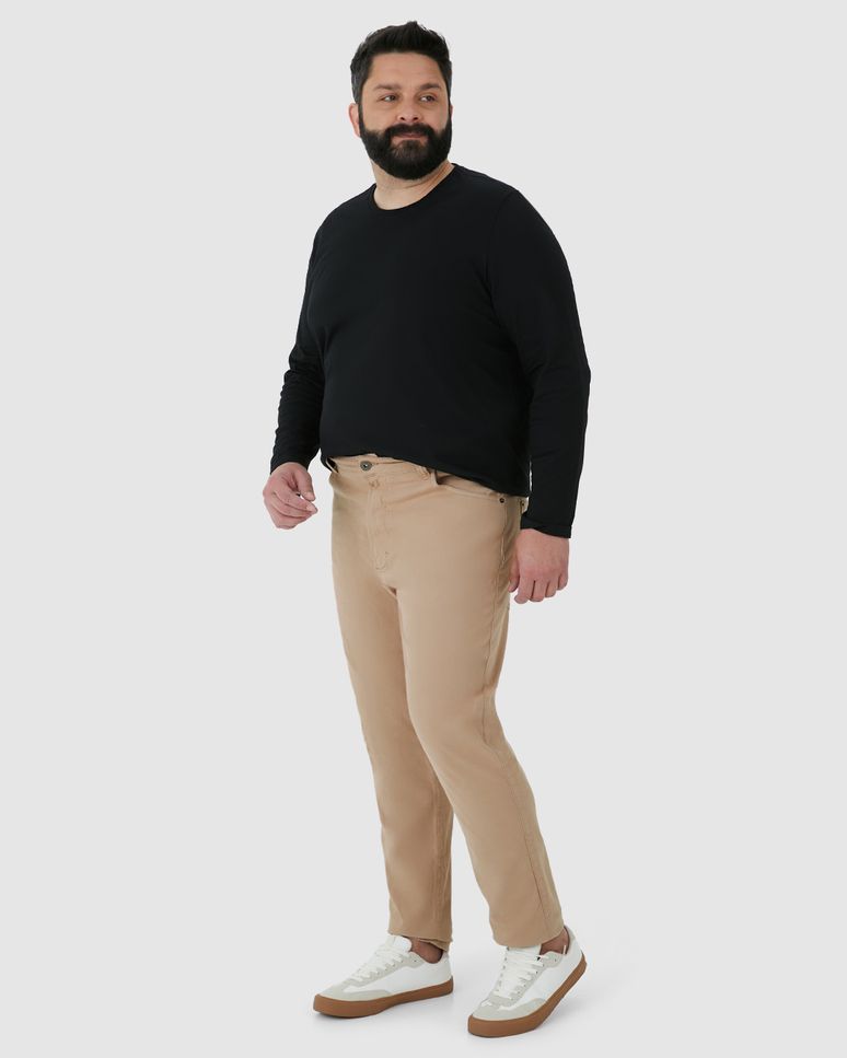 Calça Masculina Plus Size Skinny Em Sarja Com Elastano