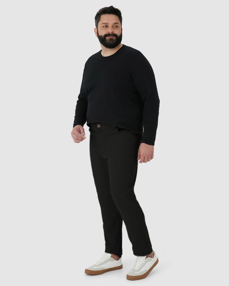 Calça Masculina Plus Size Skinny Em Sarja Com Elastano