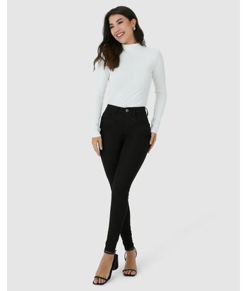 Calça Skinny Feminina Cintura Alta Elástico Interno Em Flex Jeans