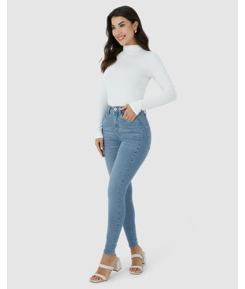 Calça Skinny Feminina Push Up Cintura Alta Elástico Interno Em Flex Jeans