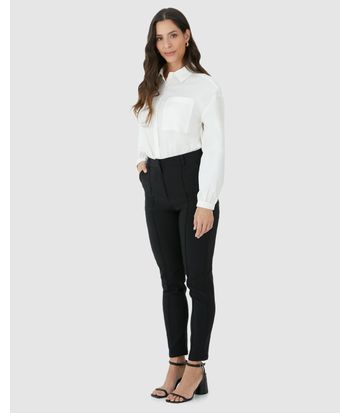 Calça Slim Feminina Alfaiataria Em Viscose Com Elastano