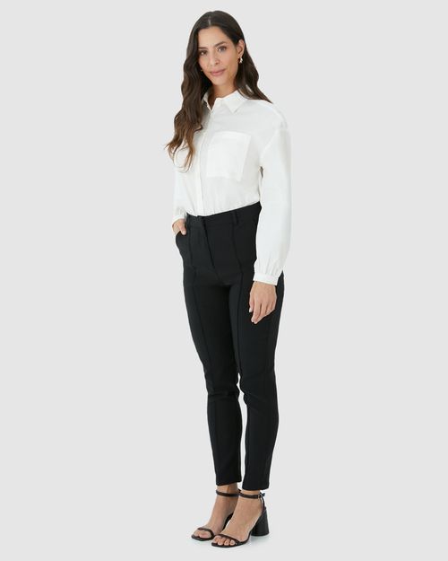 Calça Slim Feminina Alfaiataria Em Viscose Com Elastano