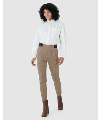Calça Legging Feminina Cós Elástico Lateral Em Malha Interlock