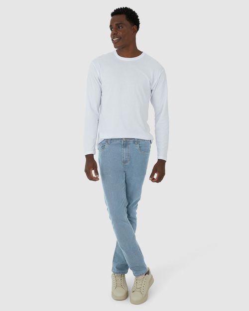 Calça Masculina Slim Cintura Média Em Flex Jeans