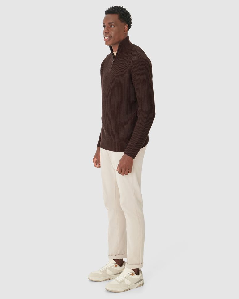 Suéter Masculino Gola Alta Fecho Zíper Em Tricô