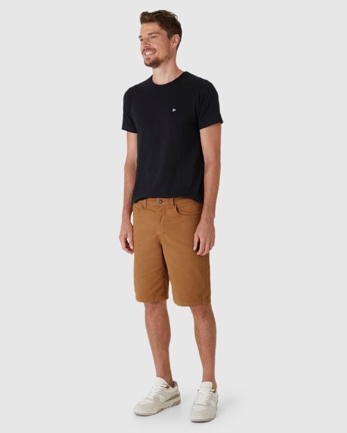 Bermuda Masculina Cintura Média Em Sarja Com Elastano