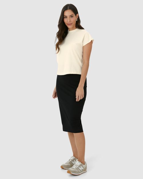 Blusa Básica Feminina Manga Curta Sem Cavas Em Malha Algodão Comfy