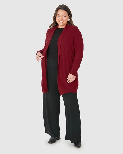 Cardigan Feminino Plus Size Alongado Em Tricô
