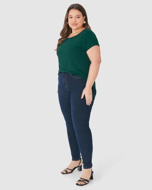Blusa Básica Feminina Plus Size Manga Japonesa Em Viscose Stretch