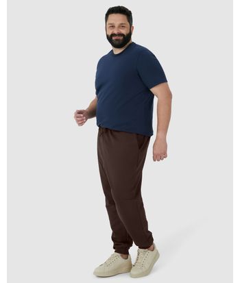 Calça Básica Masculina Jogger Plus Size Em Moletom Flanelado