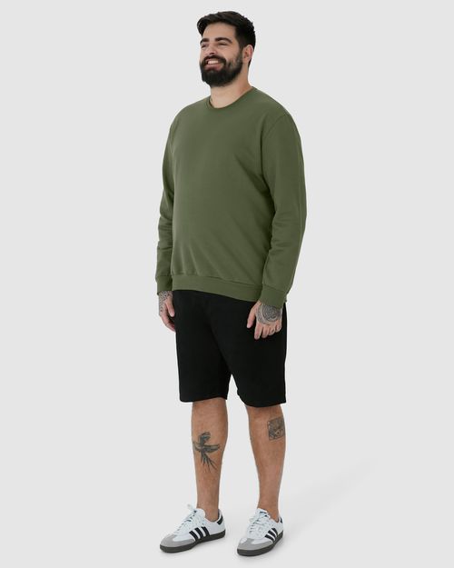 Blusão Básico Masculino Plus Size Decote Redondo Em Moletom Flanelado