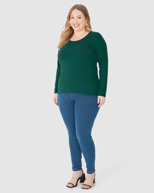 Blusa Básica Feminina Plus Size Decote Redondo Em Viscose Stretch