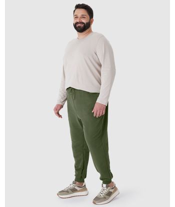 Calça Básica Masculina Plus Size Jogger Em Moletom