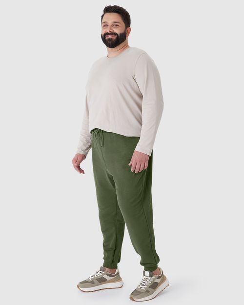 Calça Básica Masculina Plus Size Jogger Em Moletom