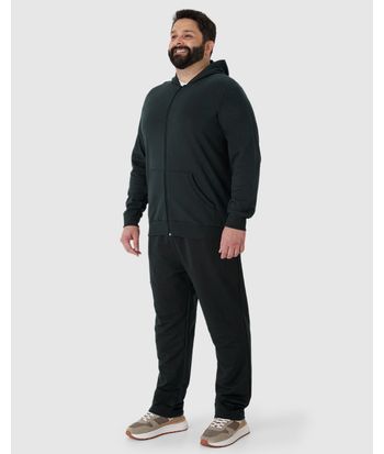 Jaqueta Básica Masculina Plus Size Com Capuz Em Moletom