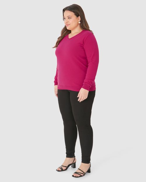 Suéter Básico Feminino Plus Size Gola V Em Tricô