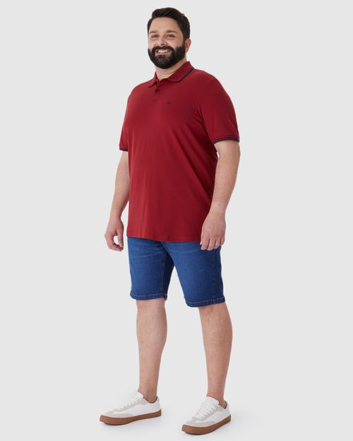 Camisa Polo Masculina Plus Size Peitilho Frontal Em Piquet Stretch
