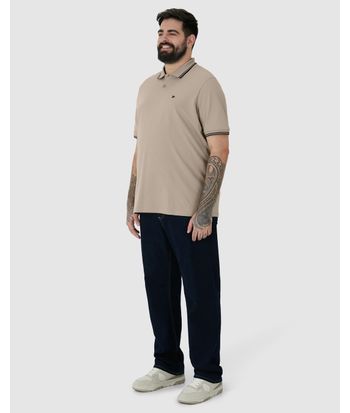 Camisa Polo Masculina Plus Size Peitilho Frontal Em Piquet Stretch