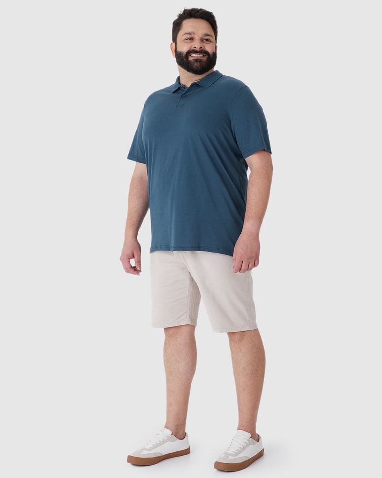 Camisa Polo Básica Masculina Plus Size Em Algodão