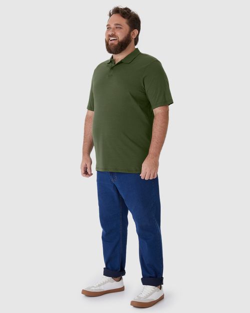 Camisa Polo Básica Masculina Plus Size Em Algodão